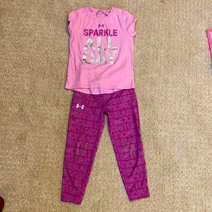 Girls under armour cropped leggings and tee